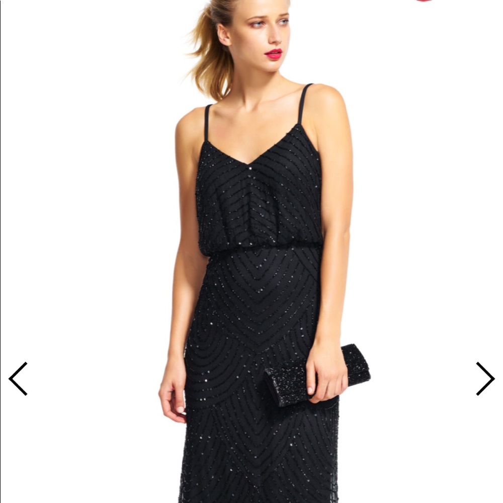 Adriana Papell Black Art Deco Blouson Gown